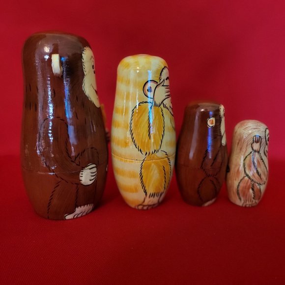 Vintage Monkey Nesting Dolls See Hear Speak No Evil Set of 4 - Picture 14 of 14